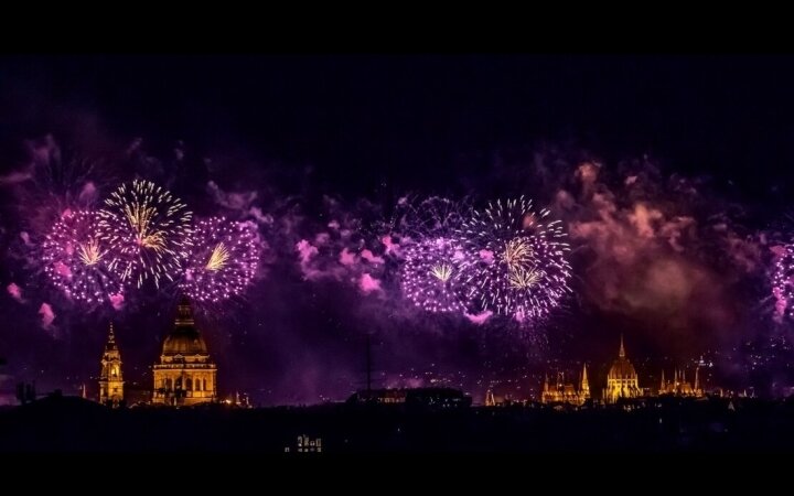 Firework over the city
