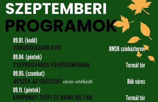 Szeptemberi rendezvények