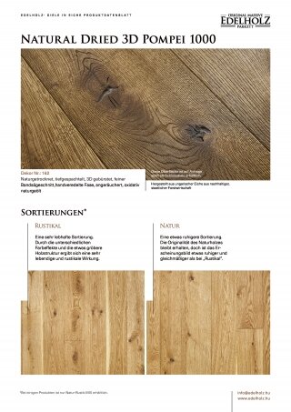 Natural Dried 3D Pompei 1000 Straight plank