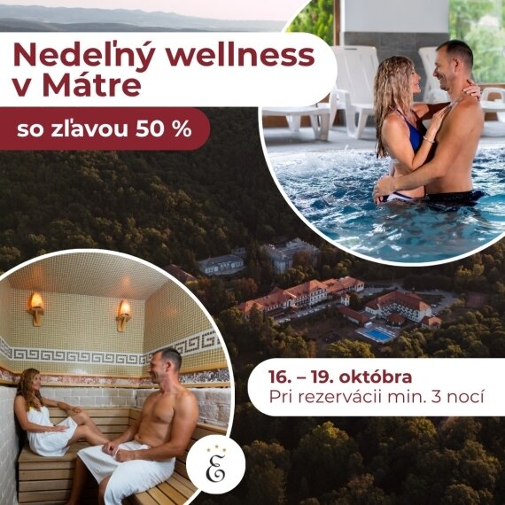 Nedeľný wellness pobyt s 50 % zľavou