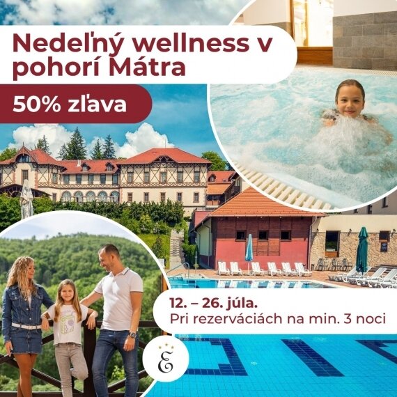 Nedeľný wellness pobyt s 50 % zľavou